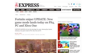 
                            11. Fortnite sniper UPDATE: New game mode lands today on PS4, PC ...