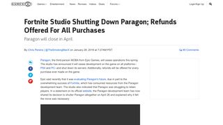 
                            11. Fortnite Studio Shutting Down Paragon; Refunds Offered For All ...