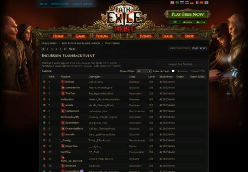
                            2. Forum - Race Events and League Ladders - Incursion Flashback Event ...