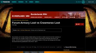 
                            9. Forum:Armory Loot vs Crawmerax Loot | Borderlands Wiki | FANDOM ...