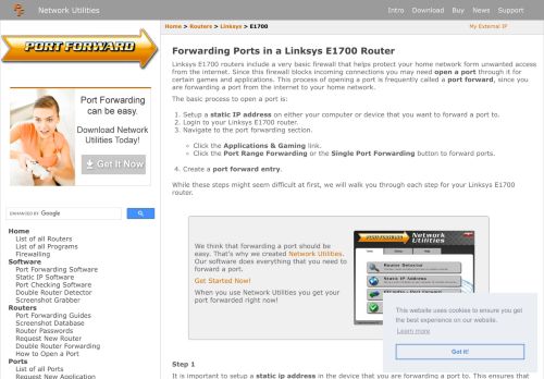 
                            9. Forwarding Ports in a Linksys E1700 Router - Port Forward