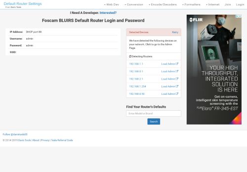 
                            3. Foscam BLUIRS Default Router Login and Password - Clean CSS