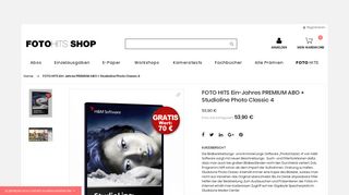 
                            12. FOTO HITS Ein-Jahres PREMIUM ABO + Studioline Photo Classic 4