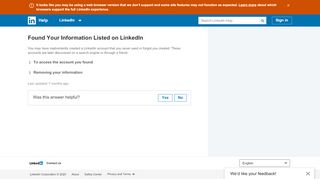 
                            2. Found Your Information Listed on LinkedIn | LinkedIn Help