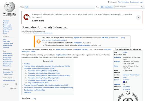 
                            5. Foundation University, Islamabad - Wikipedia