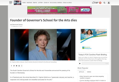 
                            8. Founder of Governor's School for the Arts dies | News | foxcarolina.com