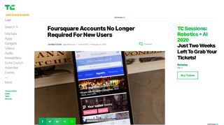 
                            10. Foursquare Accounts No Longer Required For New Users ...
