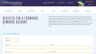 
                            6. Foxwoods Rewards - Account Sign Up | Foxwoods