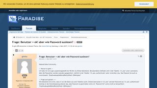 
                            1. Frage: Benutzer = ok! aber wie Password auslesen ...