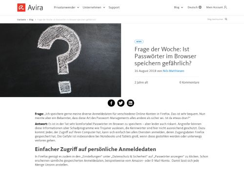 
                            4. Frage der Woche: Ist Passwörter im Browser speichern gefährlich ...
