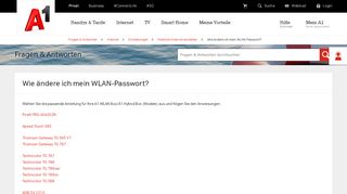 
                            2. Fragen & Antworten - Wie ändere ich mein WLAN-Passwort? | A1.net