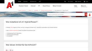 
                            6. Fragen & Antworten - Wie installiere ich A1 Hybrid Power? | A1.net