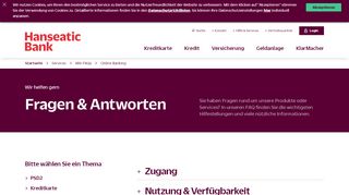 
                            2. Fragen & Antworten zu unserem Online Banking (FAQ) | Hanseatic Bank