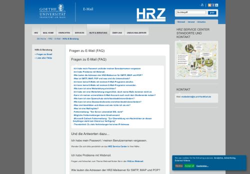 
                            11. Fragen zu E-Mail (FAQ) - RZ Uni Frankfurt - Goethe-Universität