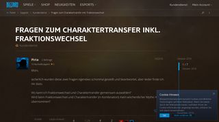 
                            2. Fragen zum Charaktertransfer inkl. Fraktionswechsel - Kundendienst ...