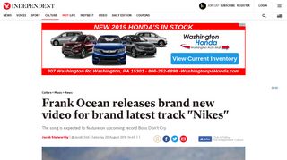 
                            9. Frank Ocean releases brand new video for brand latest track 