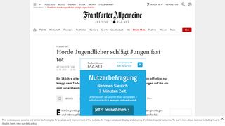 
                            11. Frankfurt: Horde Jugendlicher schlägt Jungen fast tot - Rhein-Main - FAZ