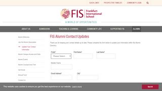 
                            4. Frankfurt International School: Alumni Directory Login Request