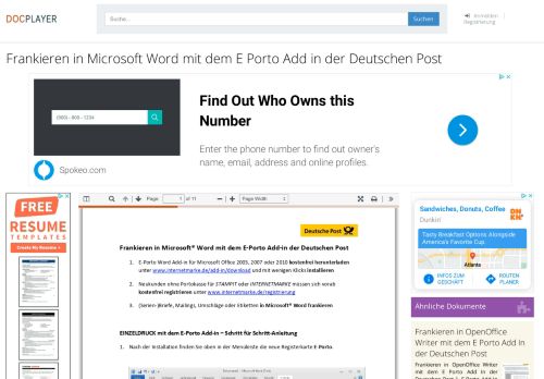 
                            8. Frankieren in Microsoft Word mit dem E Porto Add in der Deutschen ...