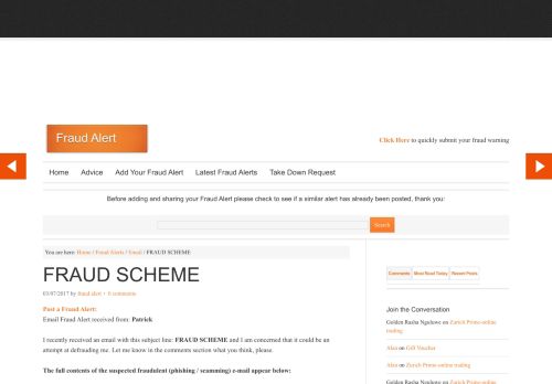 
                            5. FRAUD SCHEME - Fraud Alert