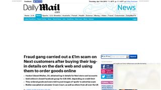 
                            7. Fraudsters jailed for Next Directory log-in scam | Daily Mail Online