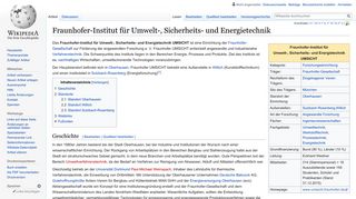 
                            2. Fraunhofer-Institut für Umwelt-, Sicherheits- und ... - Wikipedia