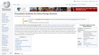 
                            8. Fraunhofer Institute for Solar Energy Systems - Wikipedia