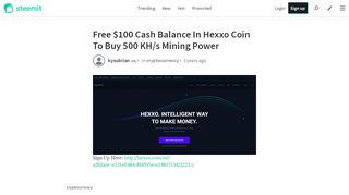 
                            6. Free $100 Cash Balance In Hexxo Coin To Buy 500 KH/s Mining ...