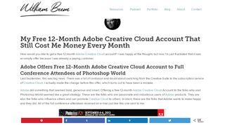 
                            8. Free 12-Month Adobe Creative Cloud Account - William Beem