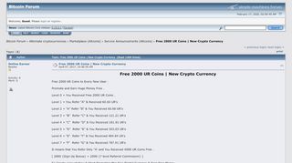 
                            4. Free 2000 UR Coins | New Crypto Currency - Bitcointalk