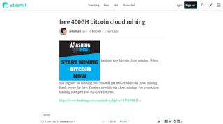 
                            3. free 400GH bitcoin cloud mining — Steemit