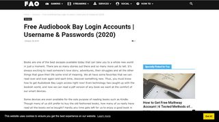 
                            9. Free Audiobook Bay Login Accounts | Username & Passwords (2019)