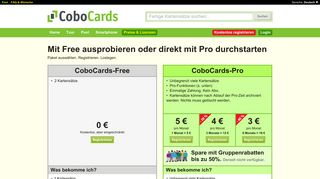 
                            4. Free ausprobieren, mit Pro durchstarten. CoboCards