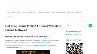 
                            7. Free Bonus MYR30 Online Casino Malaysia Empire777