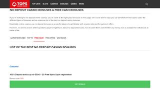 
                            8. Free Cash Bonuses - Casino Tops Online