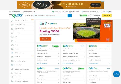 
                            8. Free Classified Ads in Chennai, Post Ads Online | Quikr Chennai