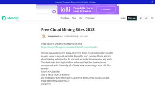 
                            12. Free Cloud Mining Sites 2018 — Steemit