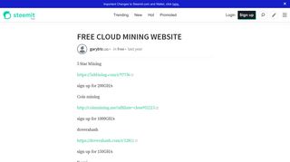 
                            6. FREE CLOUD MINING WEBSITE — Steemit