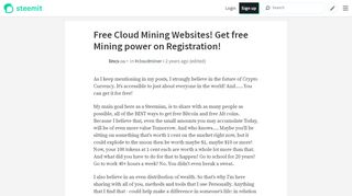 
                            6. Free Cloud Mining Websites! Get free Mining power on Registration ...