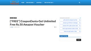 
                            8. {*FREE*} CouponDunia : Signup & Get Free Rs.50 Amazon Voucher