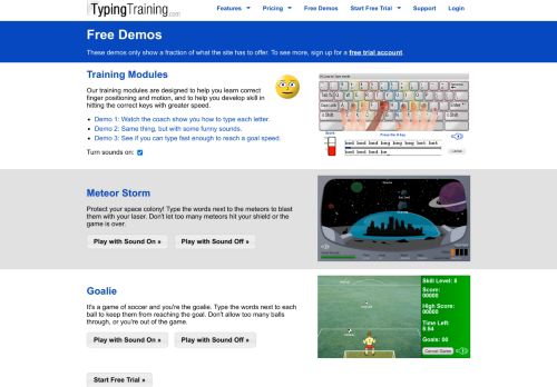 
                            7. Free Demos - TypingTraining.com