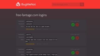 
                            13. free-fantage.com passwords - BugMeNot