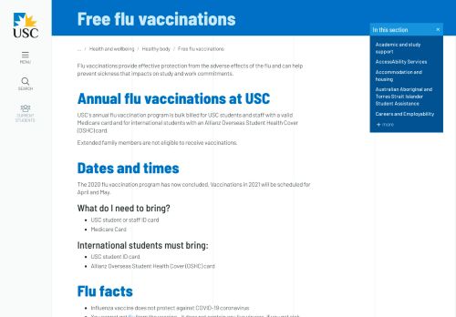 
                            13. Free flu vaccinations | Healthy body | University of the Sunshine ... - USC