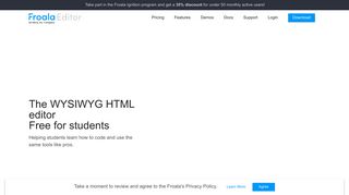 
                            10. Free for Students | Javascript Rich Text Editor | Froala