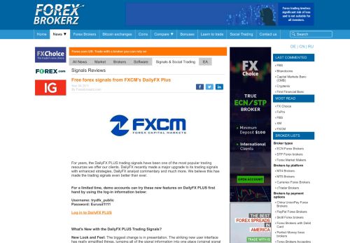 
                            5. Free forex signals from FXCM's DailyFX Plus - ForexBrokerz.com