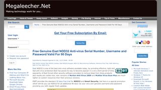 
                            9. Free Genuine Eset NOD32 Anti-virus Serial Number, Username and ...