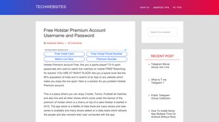 
                            6. Free Hotstar Premium Account Username and Password 2019 (100 ...