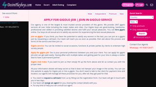 
                            3. Free joining in Gigolo club service job India - DesirePlayboys.com