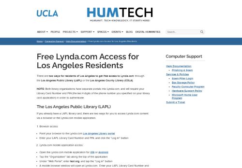 
                            8. Free Lynda.com Access for Los Angeles Residents - HumTech - UCLA