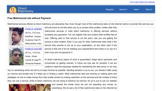 
                            5. Free Matrimonial site without payment - Direct Matrimony